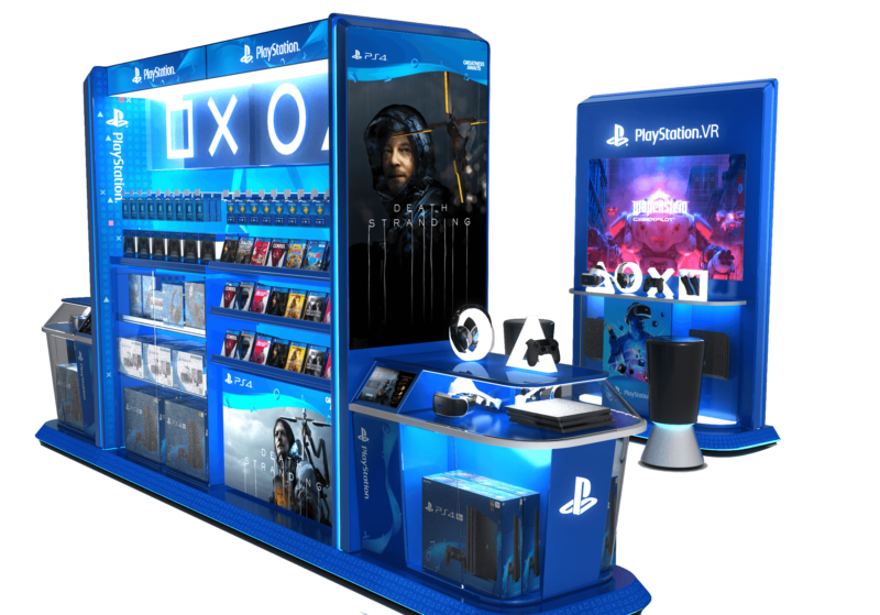 Sony Playstation Shop-in-shop retail display with lighting, displays for games, controlers and consoles